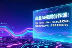 （17070期）商业AI视频创作课：Veo 3/Sora 2/Nano Banana集成应用，构建自动化生产线，内容成本降低70%