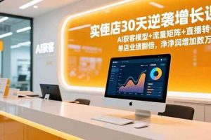 （16793期）实体店30天逆袭增长课，AI获客模型+流量矩阵+直播转化，单店业绩翻倍，净利润增加数万元